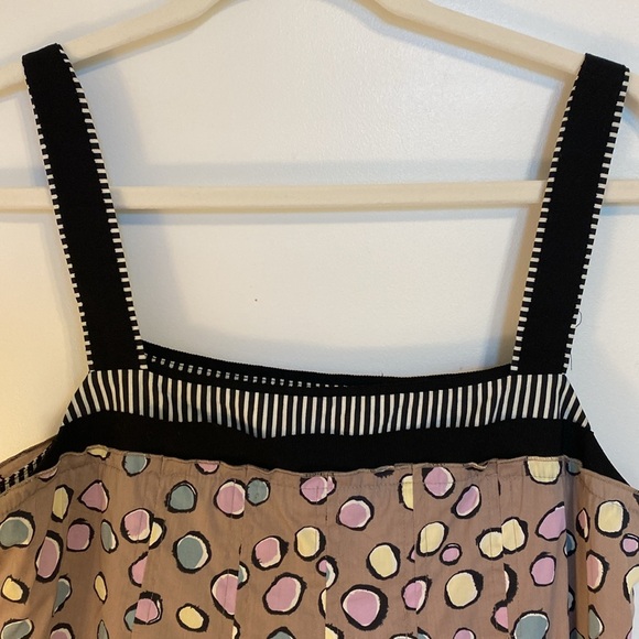 BCBG MAXAZRIA Womens Brown Colorful Polka Dot Tiered Dress Ribbon Detail - Picture 2 of 5